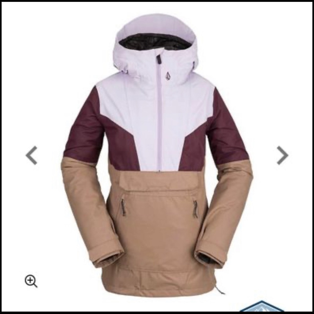 Volcom Women's Ski Snow Jacket in White, Burgundy & Tan